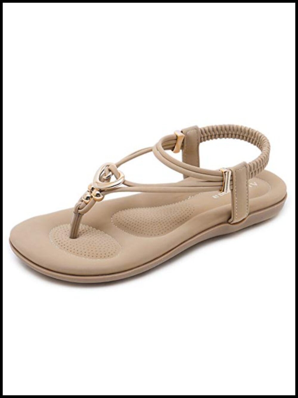Women's Bohemian Beaded Ankle Strap Flat Sandals Casual Flip Flops Comfortable